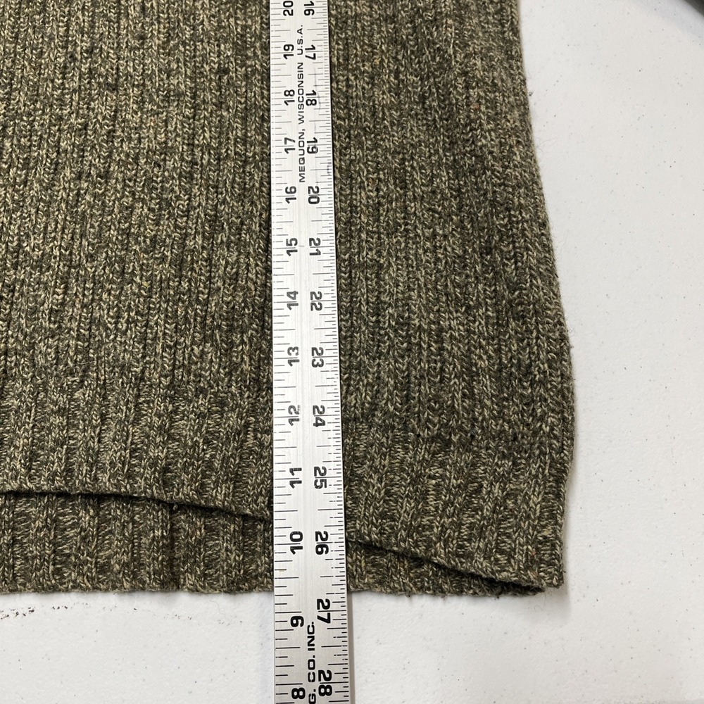 Eddie Bauer‎ Sweater Mens M Olive Green Cable Knit Shoulder Elbow Patches Preppy - Picture 10 of 11